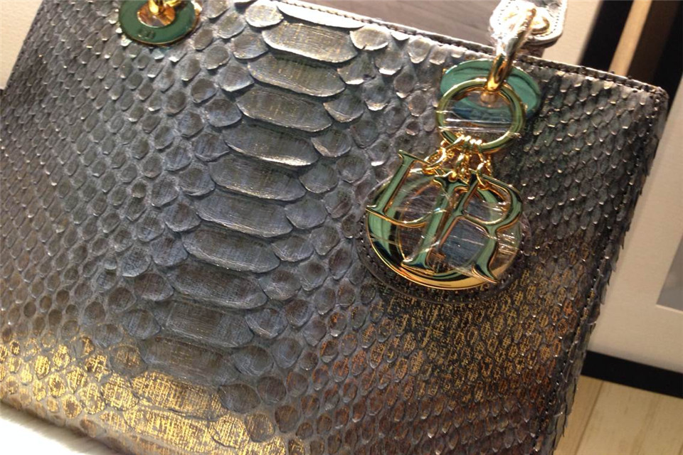 DIOR迪奥蟒蛇皮（内配原版羊皮） 碎金金扣女包 品牌包包