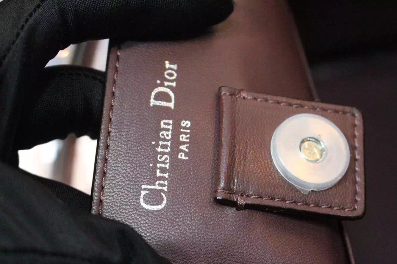 迪奥Dior Diorissimo Vip专属 胭脂粉拼灰色原版顶级平纹牛皮女包 中号32CM