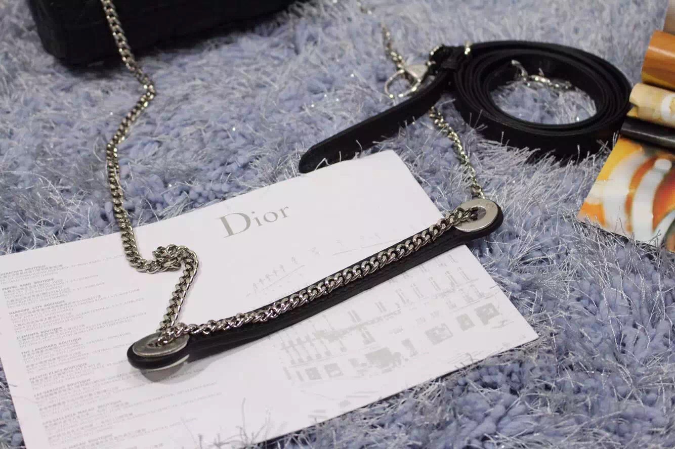 厂家直销 迪奥Dior进口顶级原版羊皮 三格戴妃包带两条肩带 银扣