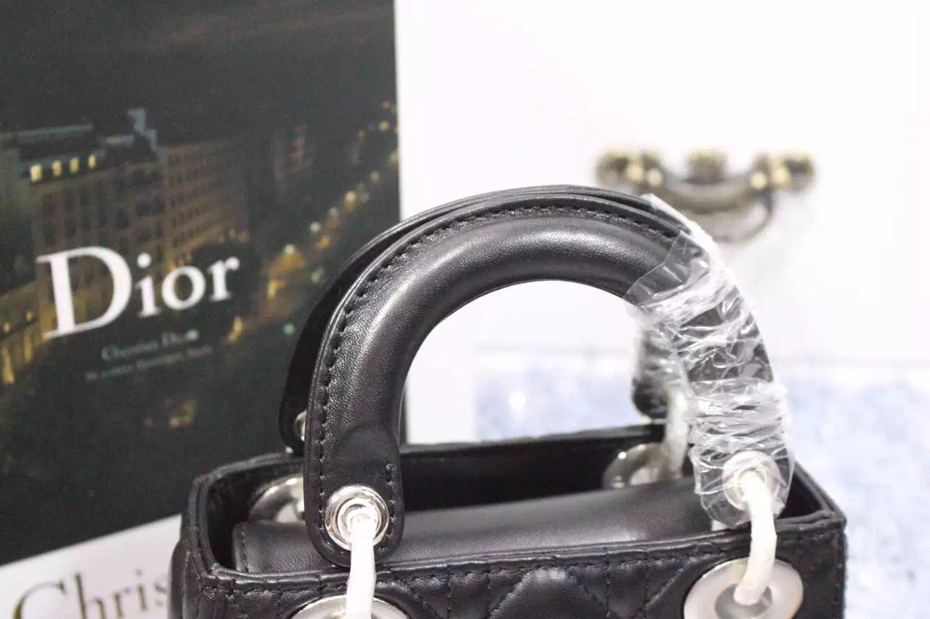 厂家直销 迪奥Dior进口顶级原版羊皮 三格戴妃包带两条肩带 银扣