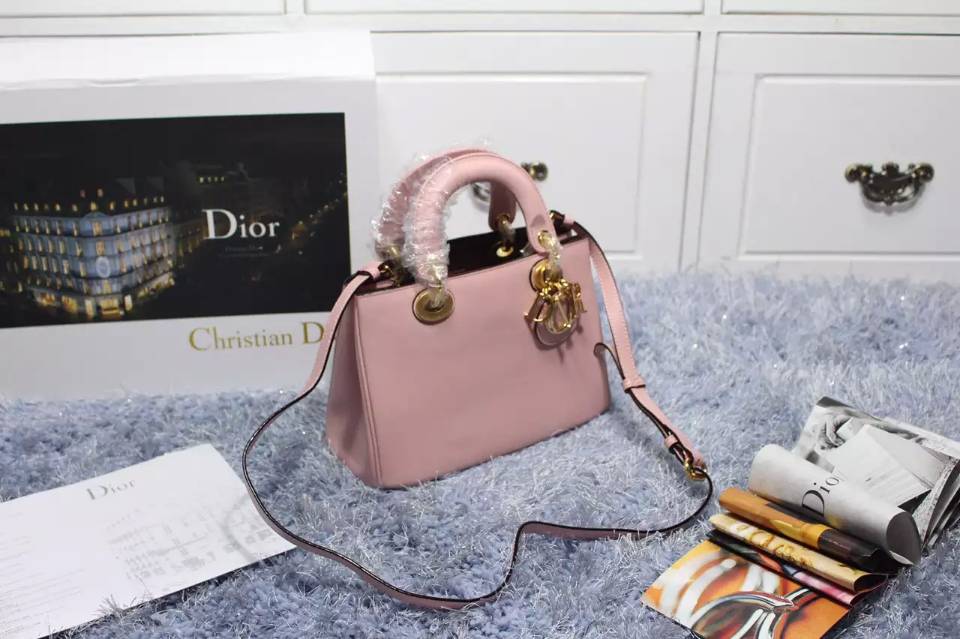 一件代发货 Dior Diorissimo Vip专属 迪奥胭脂粉色原版顶级平纹牛皮女包 小号23CM