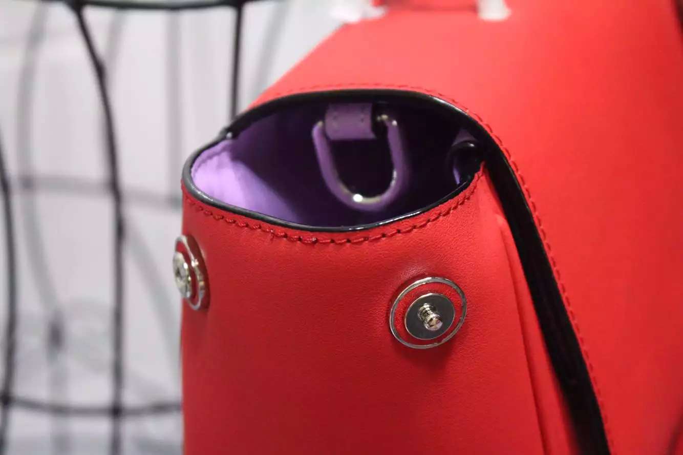 奢侈品女包批发 迪奥Dior新款小蜜蜂大号27CM 红色内拼浅紫色原版顶级牛皮手提包单肩包