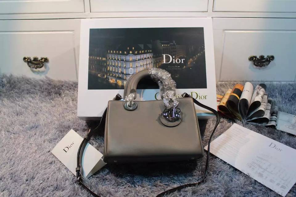 高仿迪奥DIOR包包货源 Dior Diorissimo Vip小号23CM 灰色进口顶级平纹牛皮