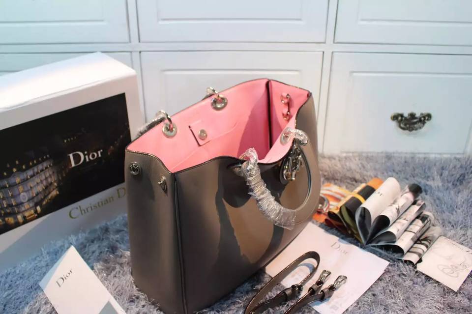 一件代发货 迪奥Dior Diorissimo Vip系列灰色原版平纹牛皮女包 大号38CM