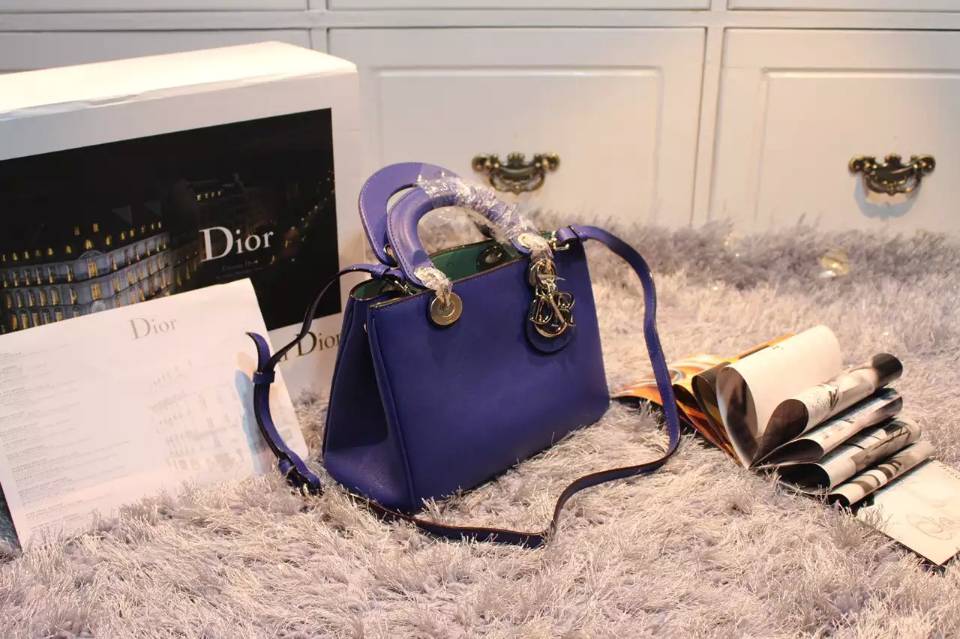 诚招代理 迪奥Dior Diorissimo 蓝色原版平纹牛皮VIP小号23CM 时尚女包
