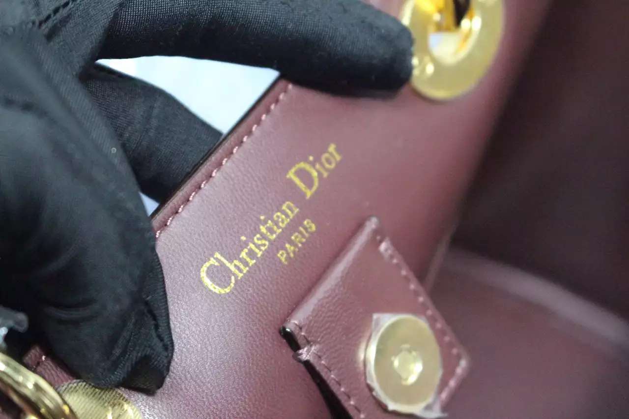 迪奥DIOR Diorissimo Vip系列 胭脂粉原版顶级平纹牛皮手提单肩女包 中号32CM