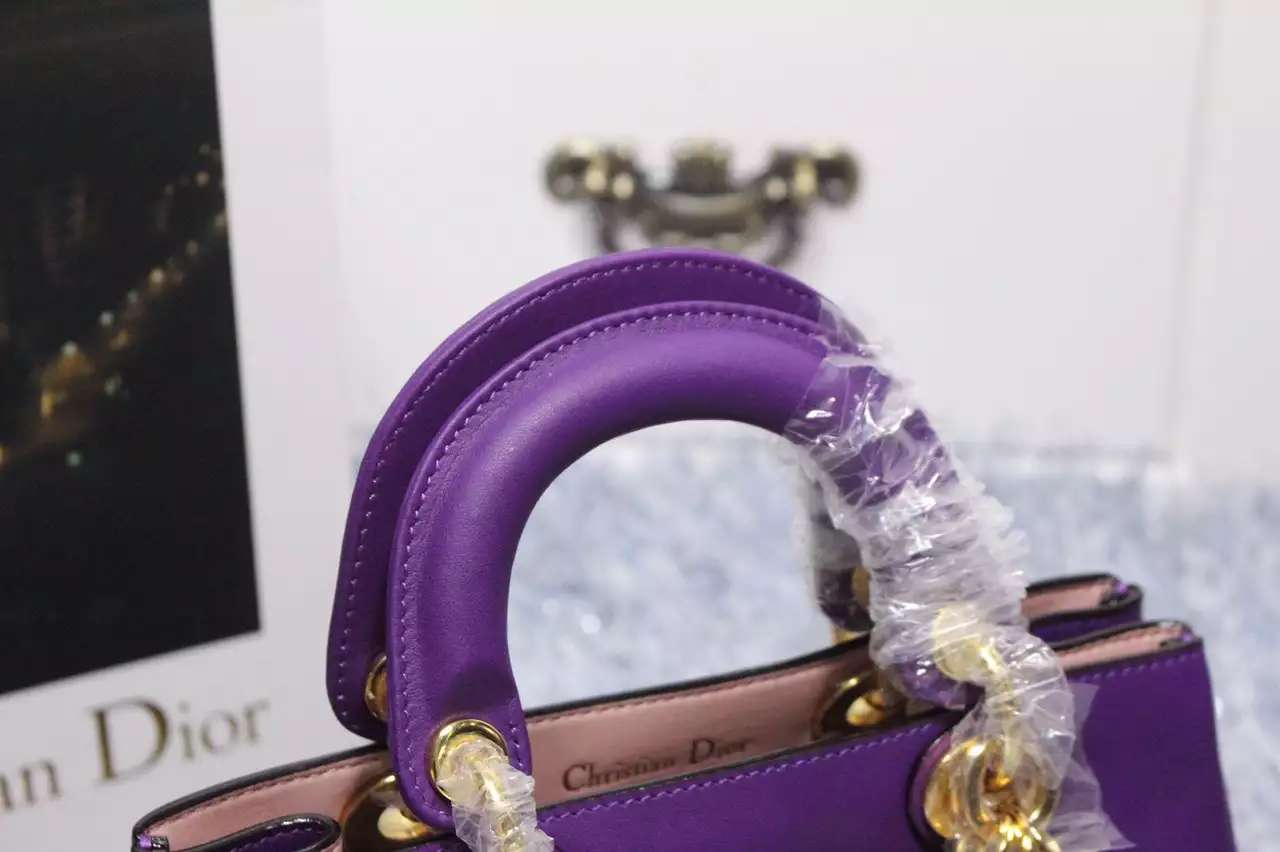 厂家直销 迪奥 Dior Diorissimo小号Vip进口原版顶级平纹牛皮女士手提包23CM 葡萄紫