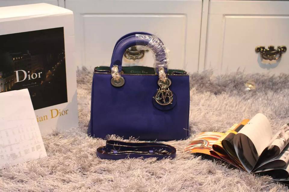 诚招代理 迪奥Dior Diorissimo 蓝色原版平纹牛皮VIP小号23CM 时尚女包