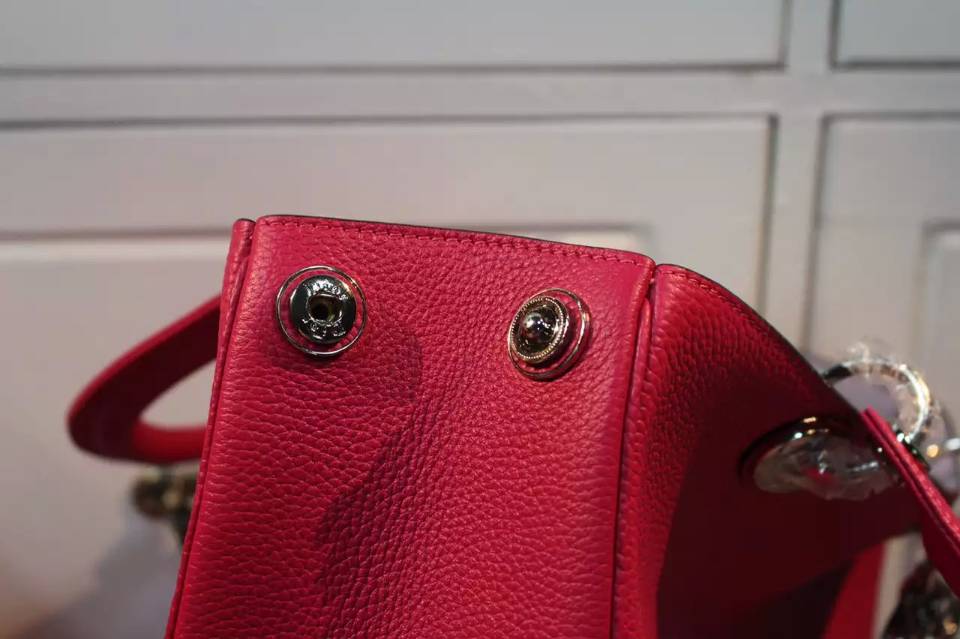 Dior迪奥 进口顶级荔枝纹牛皮 Dior Diorissimo Vip专属手提女包中号32CM 玫红色