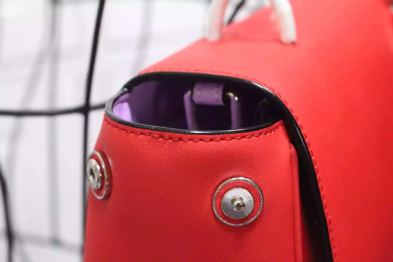 厂家直销 DIOR迪奥2015新款红色内拼浅紫色原版牛皮小蜜蜂系列21CM 时尚手提女包明星同款