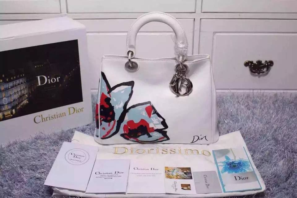 厂家直销 DIOR迪奥2015新款 Dior Diorissimo Vip印花款中号 原版顶级牛皮手提女包