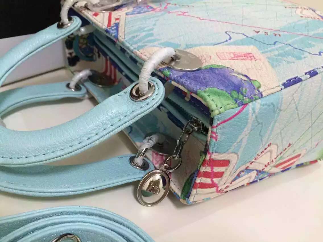 迪奥DIOR包包批发 2015新款戴妃包航海图原版顶级鹿皮 时尚女士手提包斜挎包