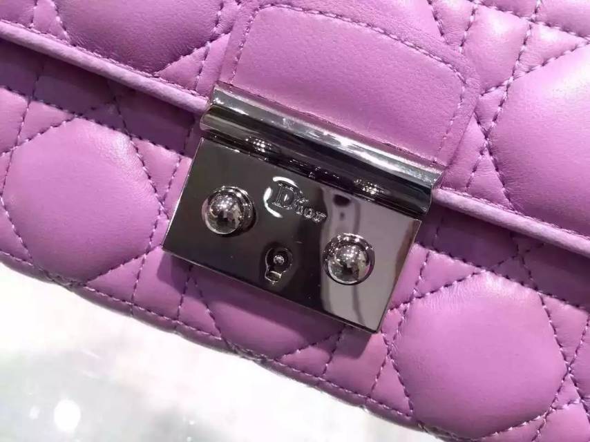 诚招代理 迪奥DIOR菱格顶级原版羊皮长款钱包 紫色女士锁扣手包钱夹