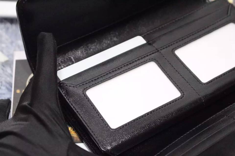 一件代发货 迪奥DIOR 黑色原版顶级漆皮女士翻盖长款钱夹手包