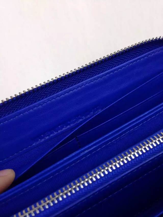 厂家直销 DIOR迪奥2015新款徽章款长款钱夹 电光蓝顶级羊皮女士拉链钱包手包