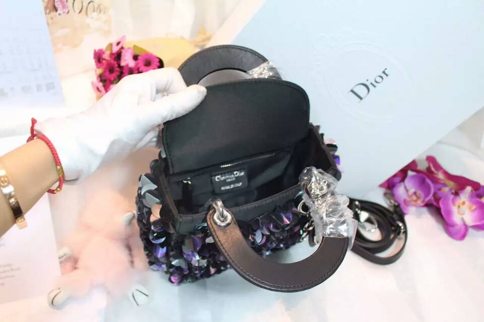 Lady Dior mini迪奥原版皮手工绣珠迷你三格戴妃包斜挎女包17cm