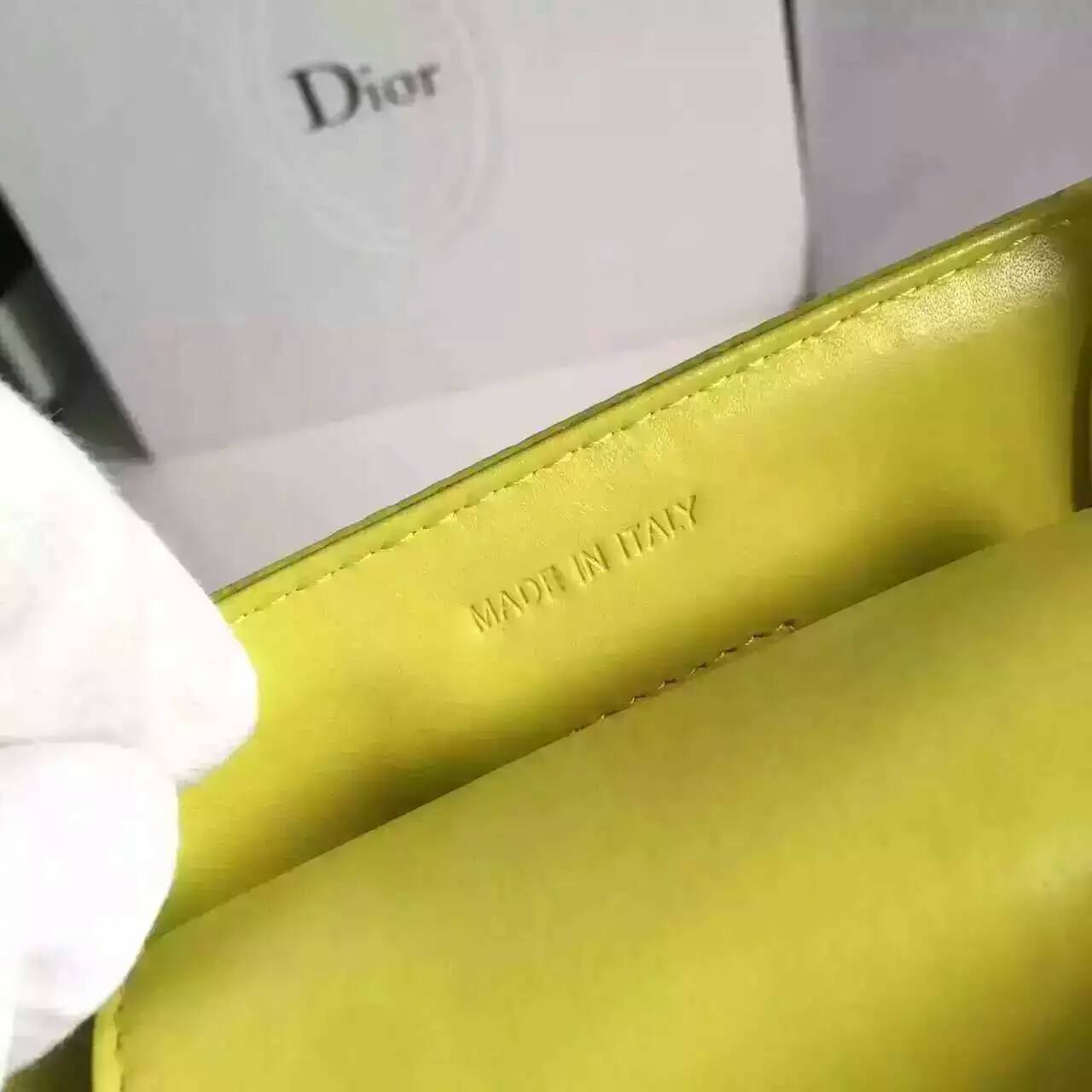 Christian Dior迪奥巴黎走秀款Diorever手提包斜挎包30cm 黄色荔枝纹牛皮