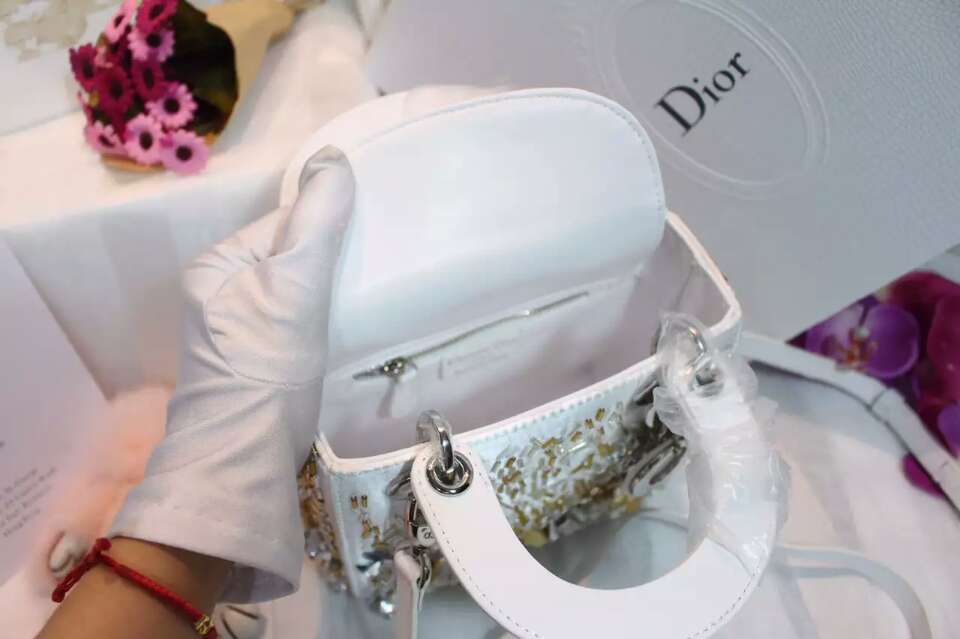 厂家直销 Lady Dior迪奥顶级原版皮手工绣珠迷你戴妃包17cm