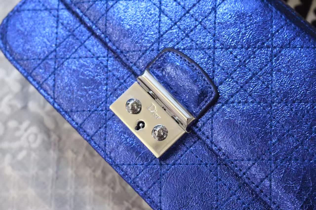 一件代发货 Dior迪奥女包批发 Miss Dior金属电光蓝色链条肩背包