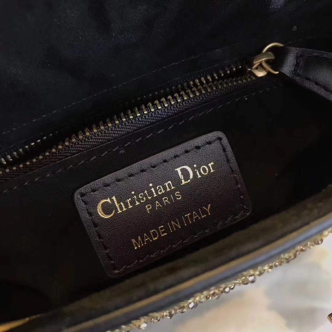 Dior包包官网 迪奥星空系列迷你戴妃包Lady Dior mini17CM新款女包 黑色
