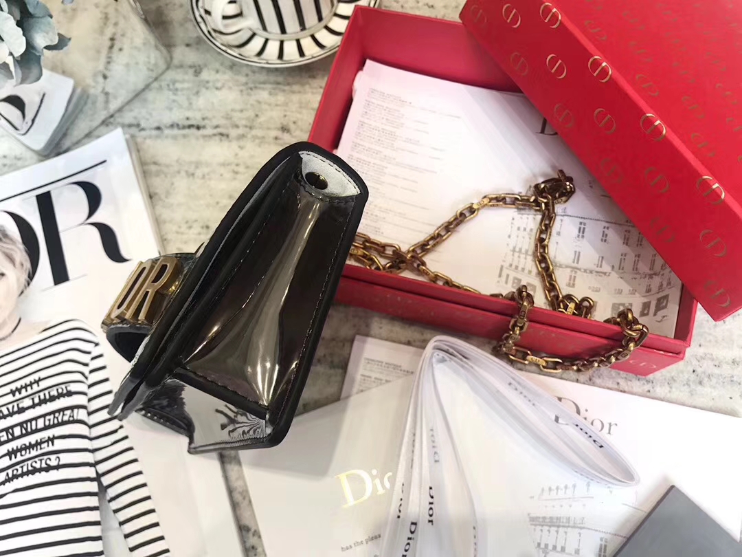 迪奥新款包包 Dior灰色镜面系列链条斜挎女包mini Jadior手包18cm
