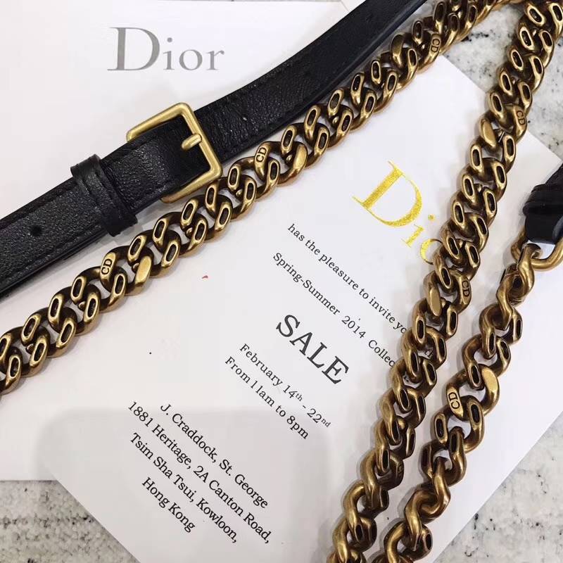 迪奥2018新款女包 Diorama黑色山羊皮彩色玻璃饰钉翻盖式链条单肩斜挎包21.5cm