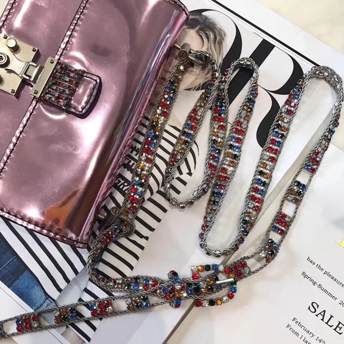 迪奥新款女包 Dior Addict系列 限量彩色宝石肩带镜面单肩斜挎包包