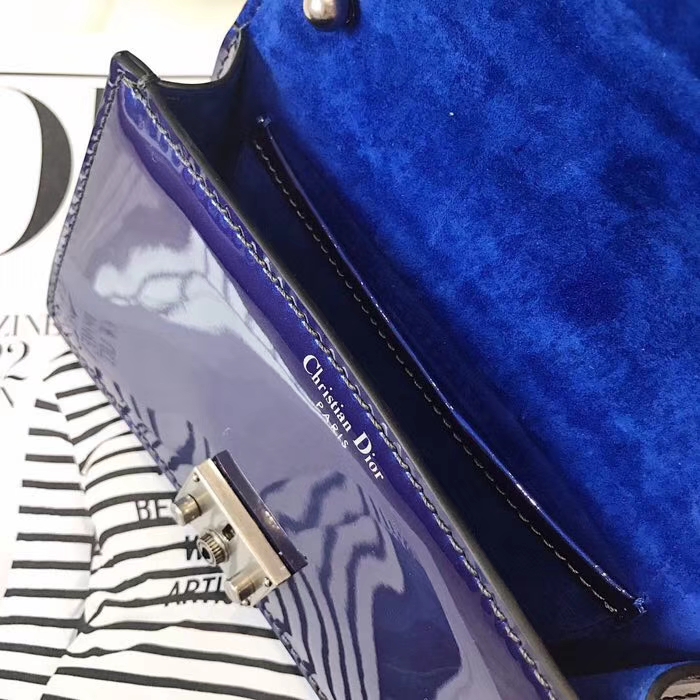 Dior彩色宝石限量Addict系列 迪奥蓝色镜面七彩宝石肩带新款单肩斜挎包包