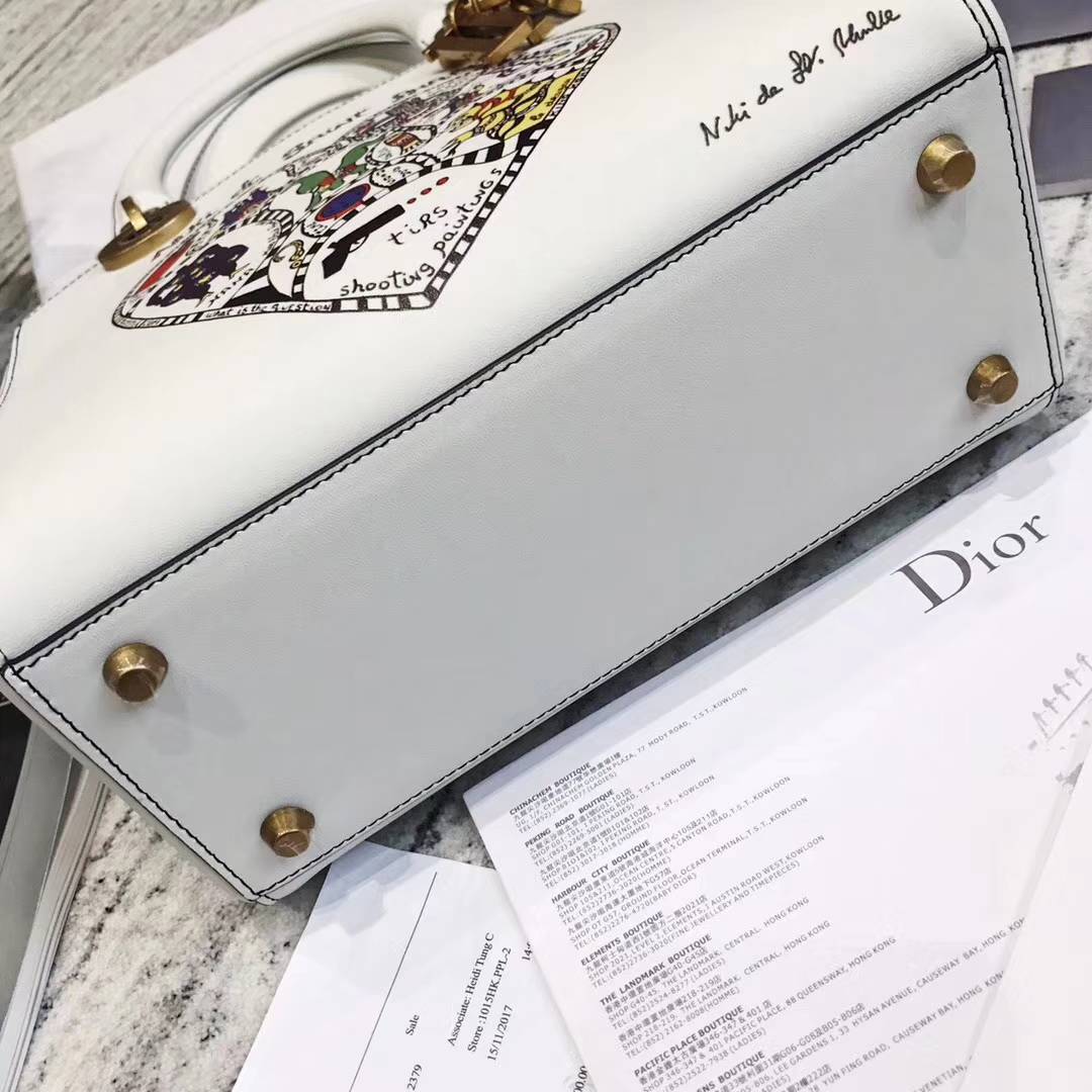 Lady Dior Niki de saint phalle合作款 迪奥18年新款爱心图案戴妃包大号24CM