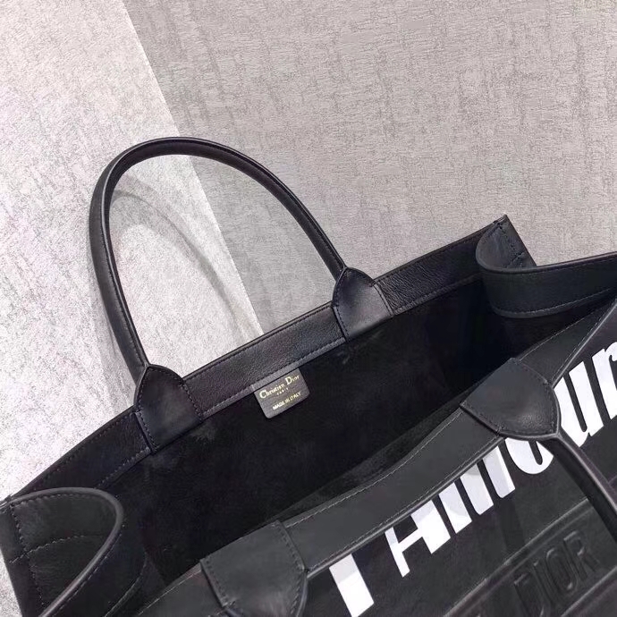 Dior新款包包 迪奥2018新款真皮Book Tote复古手提大包电脑包42CM 黑色