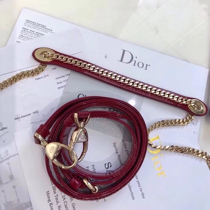 迪奥经典戴妃包 Mini Lady Dior17CM 漆皮戴妃包三格斜挎女包17CM 红色金扣