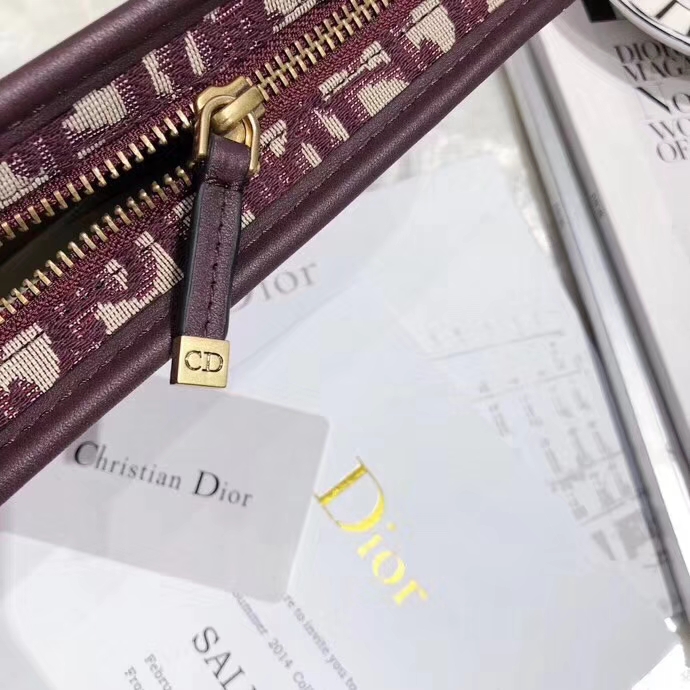 Dior包包价格 迪奥秋冬新款经典印花帆布相机包手拎包19CM 酒红色