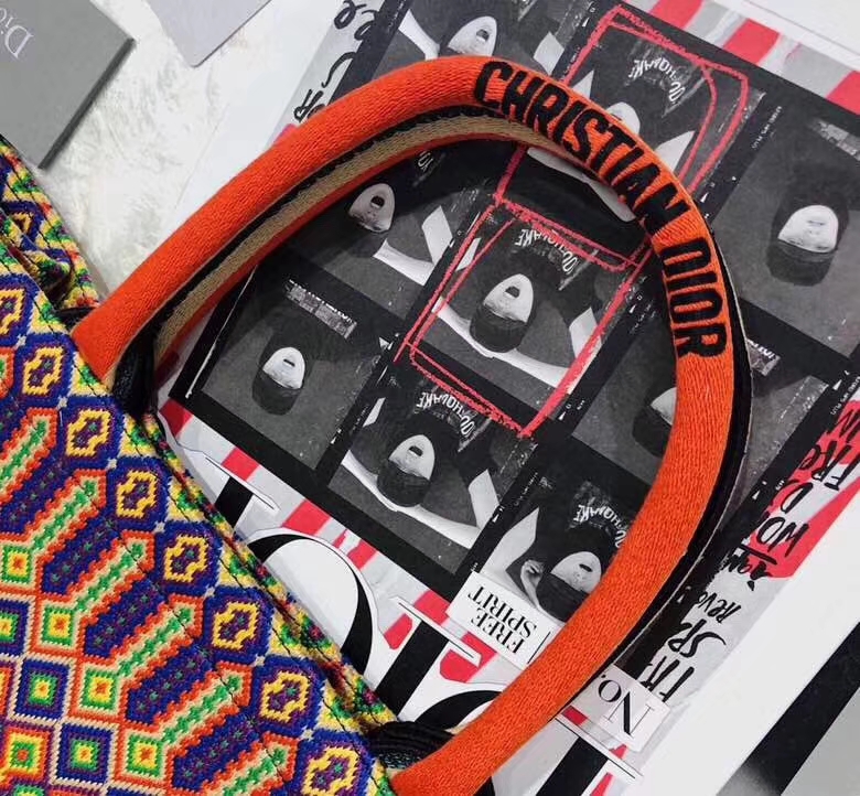 Dior Book Tote 迪奥彩色几何图案提花帆布手袋手提旅行袋购物包42CM
