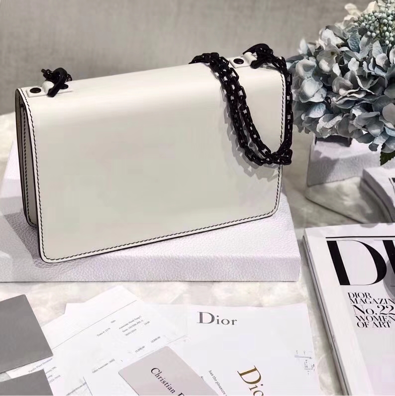 Dior新款女包 迪奥So Black极致黑系列Jadior链条单肩斜挎包手包24CM 白色